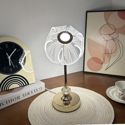 Contemporary Creative USB Petal Shape Round Metal Acrylic LED Table Lamp For Bedroom