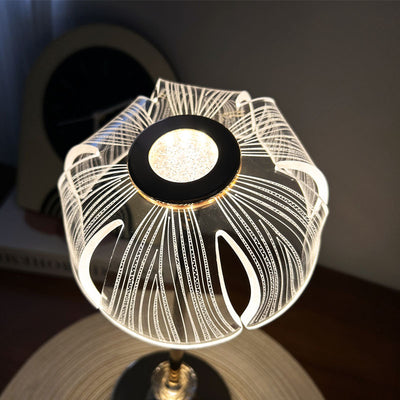 Contemporary Creative USB Petal Shape Round Metal Acrylic LED Table Lamp For Bedroom