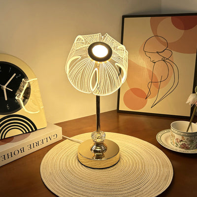 Contemporary Creative USB Petal Shape Round Metal Acrylic LED Table Lamp For Bedroom