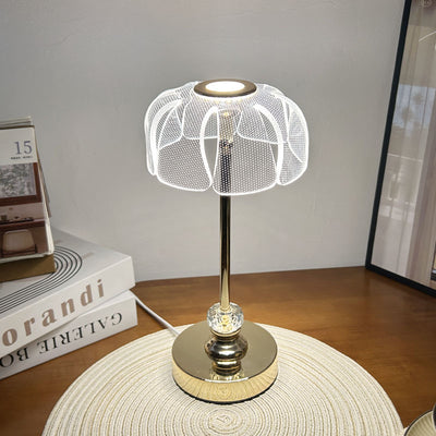 Contemporary Creative USB Petal Shape Round Metal Acrylic LED Table Lamp For Bedroom