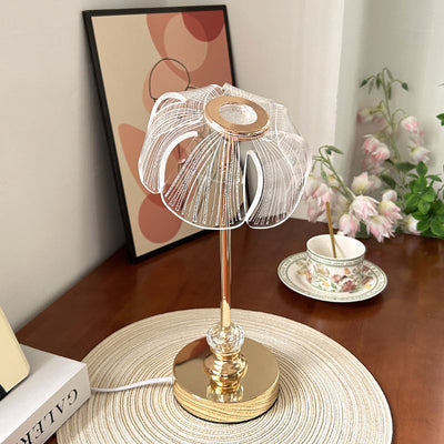 Contemporary Creative USB Petal Shape Round Metal Acrylic LED Table Lamp For Bedroom