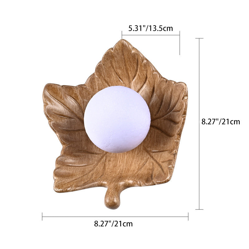 Contemporary Creative Maple Leaf Round Resin 1-Light Wall Sconce Lamp For Bedroom