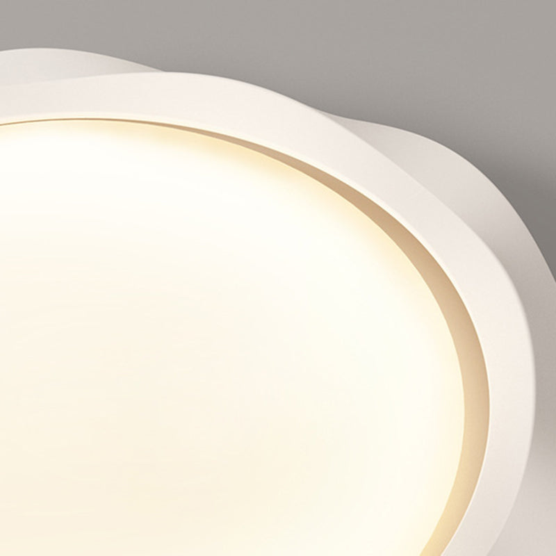 Contemporary Scandinavian Cream Wave Round PE Iron LED Flush Mount Ceiling Light For Bedroom