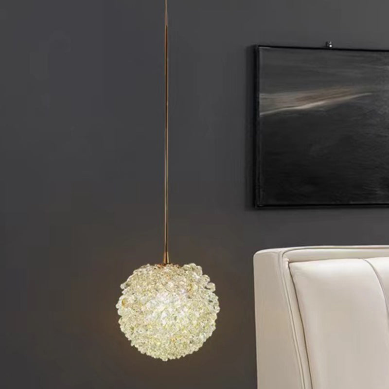 Modern Luxury Hydrangea Round Orb Hardware Crystal 1/2 Light Chandelier For Bedroom