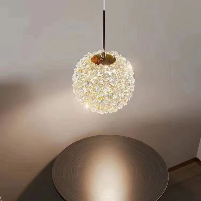 Modern Luxury Hydrangea Round Orb Hardware Crystal 1/2 Light Chandelier For Bedroom