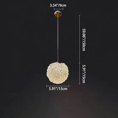 Modern Luxury Hydrangea Round Orb Hardware Crystal 1/2 Light Chandelier For Bedroom