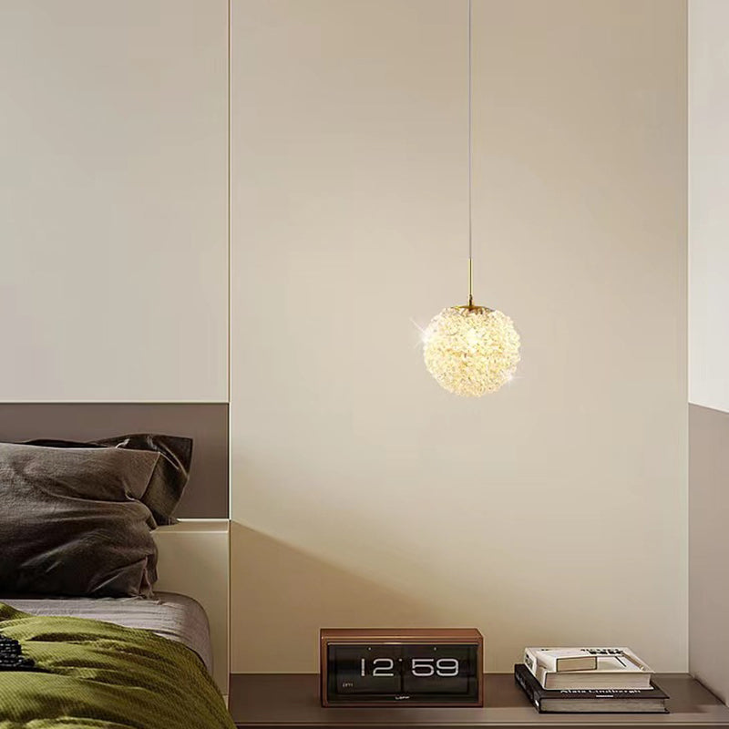 Modern Luxury Hydrangea Round Orb Hardware Crystal 1/2 Light Chandelier For Bedroom