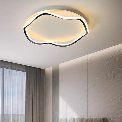 Contemporary Nordic Round Wave Aluminum Iron LED Flush Mount Ceiling Light For Bedroom