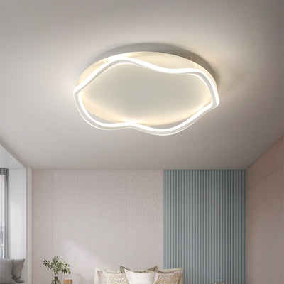 Contemporary Nordic Round Wave Aluminum Iron LED Flush Mount Ceiling Light For Bedroom