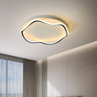 Contemporary Nordic Round Wave Aluminum Iron LED Flush Mount Ceiling Light For Bedroom