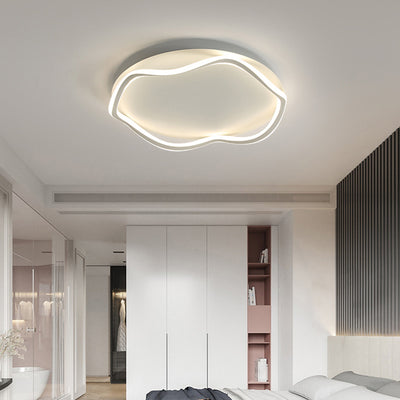 Contemporary Nordic Round Wave Aluminum Iron LED Flush Mount Ceiling Light For Bedroom