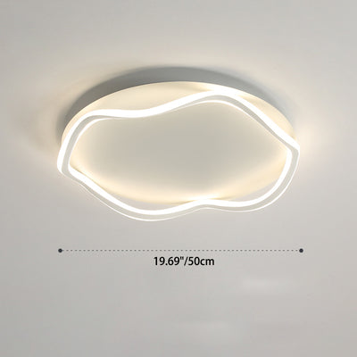 Contemporary Nordic Round Wave Aluminum Iron LED Flush Mount Ceiling Light For Bedroom