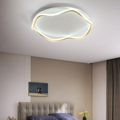 Contemporary Nordic Round Wave Aluminum Iron LED Flush Mount Ceiling Light For Bedroom