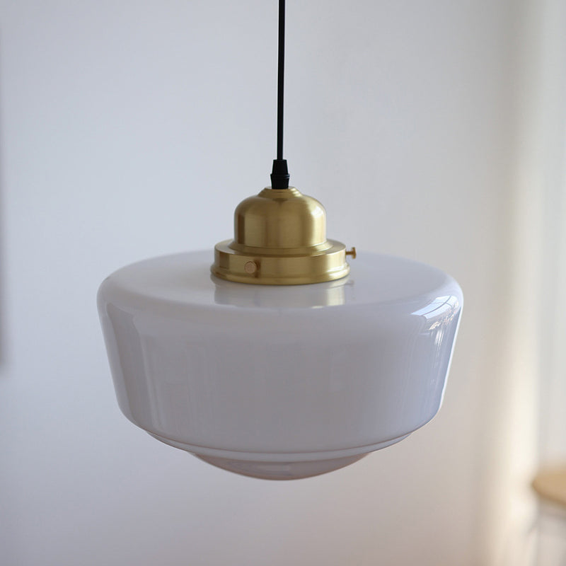 Suspension Luminaire Moderne en Verre Cuivre Rond à 1 Lumière de Style Milieu du Siècle pour Chambre 