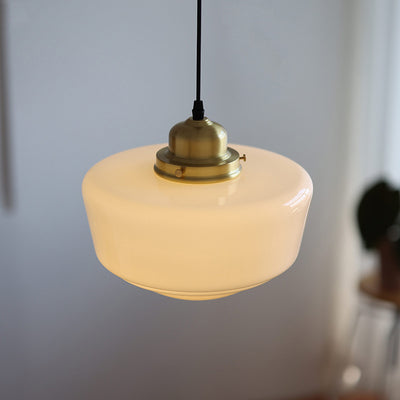 Suspension Luminaire Moderne en Verre Cuivre Rond à 1 Lumière de Style Milieu du Siècle pour Chambre 