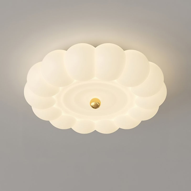 Contemporary Creative Round Iron PE Plastic LED Flush Mount Ceiling Light For Bedroom