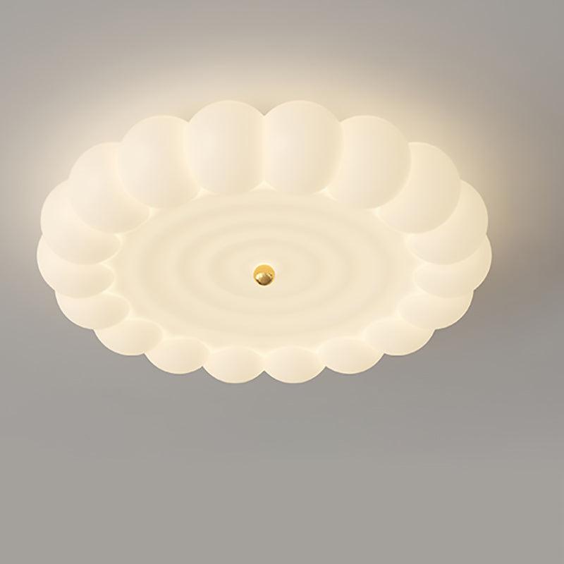 Contemporary Creative Round Iron PE Plastic LED Flush Mount Ceiling Light For Bedroom