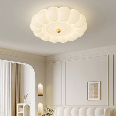 Contemporary Creative Round Iron PE Plastic LED Flush Mount Ceiling Light For Bedroom