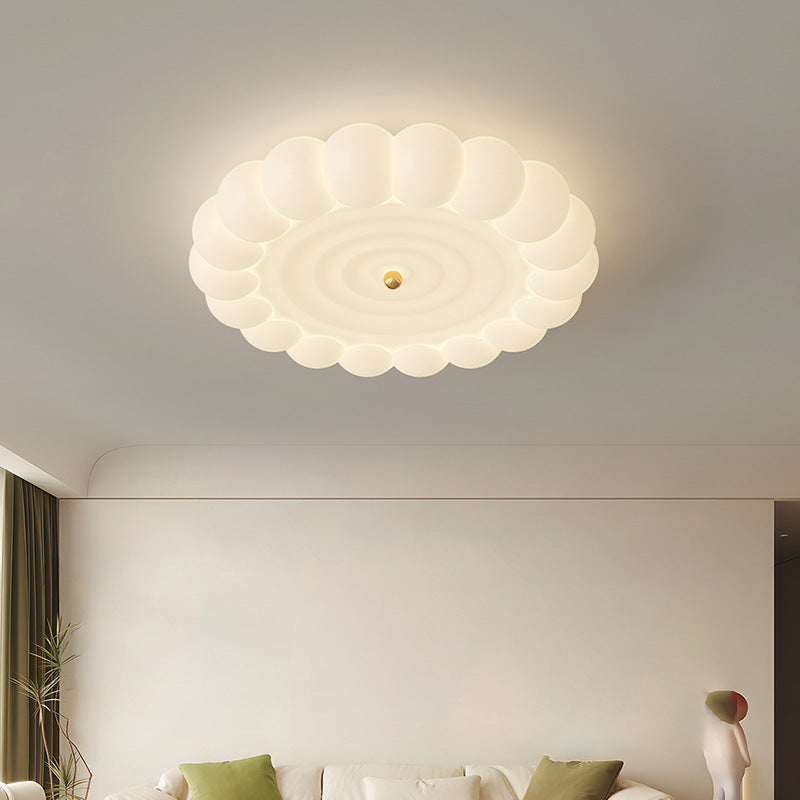 Contemporary Creative Round Iron PE Plastic LED Flush Mount Ceiling Light For Bedroom