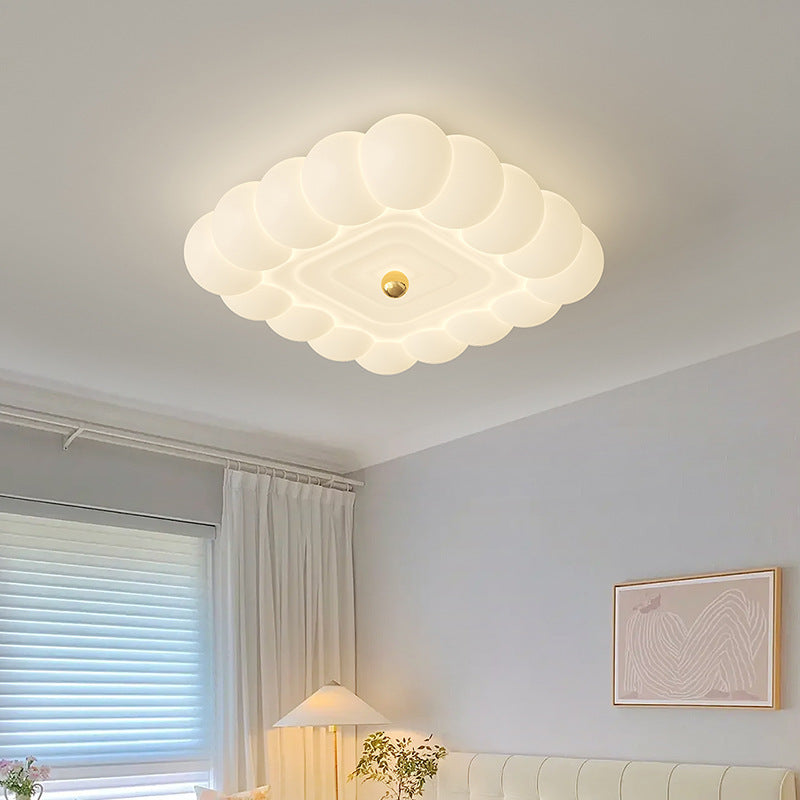 Contemporary Creative Round Iron PE Plastic LED Flush Mount Ceiling Light For Bedroom