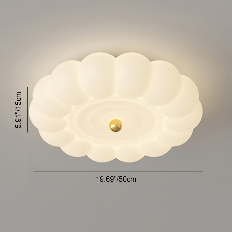 Contemporary Creative Round Iron PE Plastic LED Flush Mount Ceiling Light For Bedroom