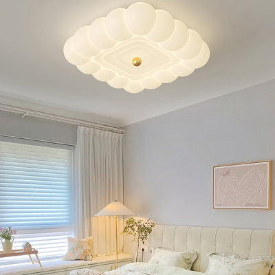 Contemporary Creative Round Iron PE Plastic LED Flush Mount Ceiling Light For Bedroom