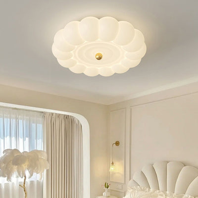 Contemporary Creative Round Iron PE Plastic LED Flush Mount Ceiling Light For Bedroom