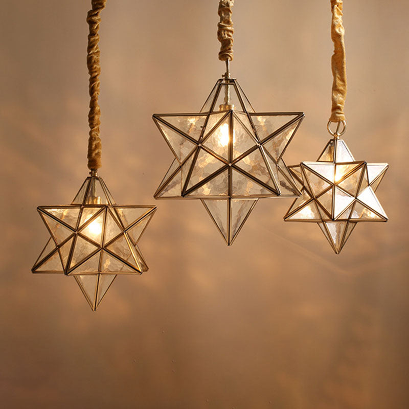 Contemporary Creative Star Copper Glass 1-Light Pendant Light For Bedroom