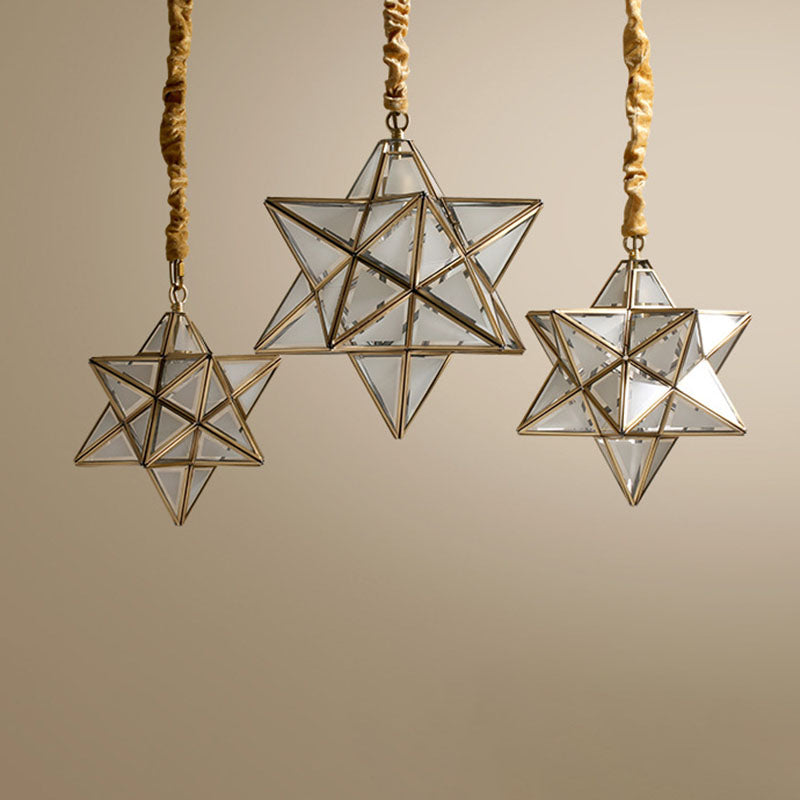 Contemporary Creative Star Copper Glass 1-Light Pendant Light For Bedroom