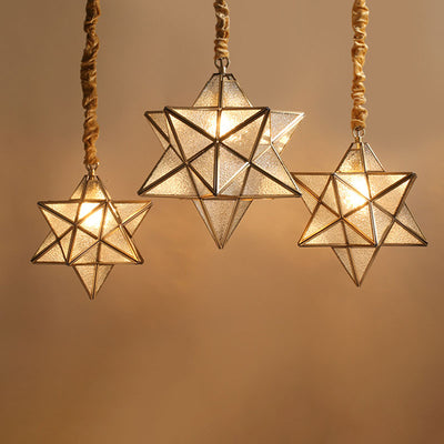 Contemporary Creative Star Copper Glass 1-Light Pendant Light For Bedroom