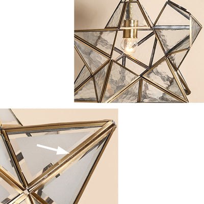 Contemporary Creative Star Copper Glass 1-Light Pendant Light For Bedroom