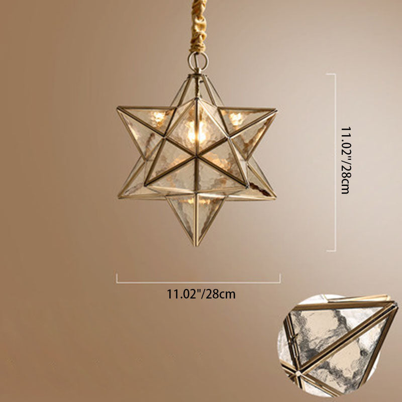 Contemporary Creative Star Copper Glass 1-Light Pendant Light For Bedroom