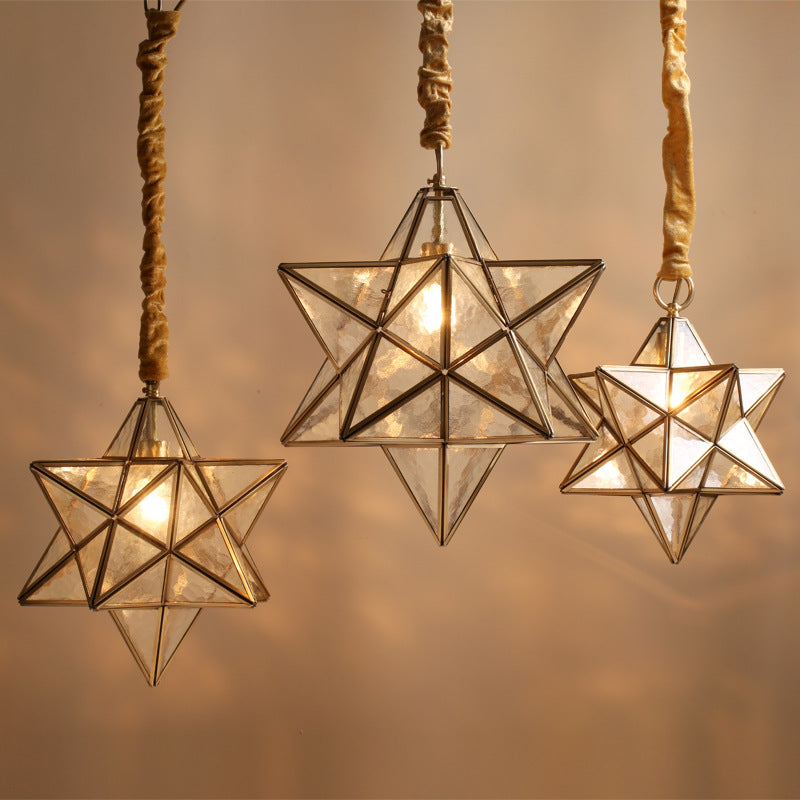 Contemporary Creative Star Copper Glass 1-Light Pendant Light For Bedroom