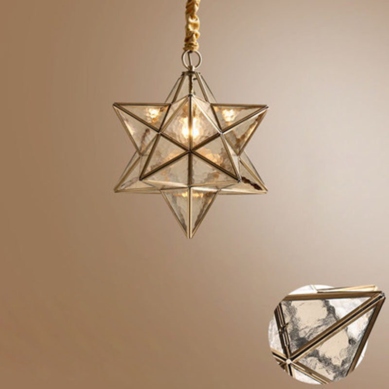 Contemporary Creative Star Copper Glass 1-Light Pendant Light For Bedroom