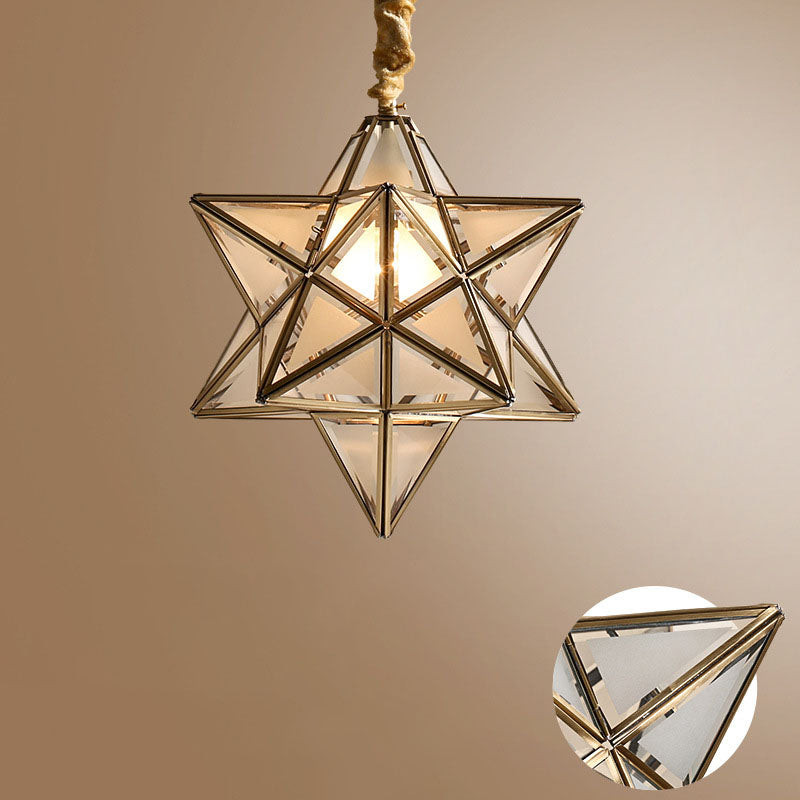 Contemporary Creative Star Copper Glass 1-Light Pendant Light For Bedroom