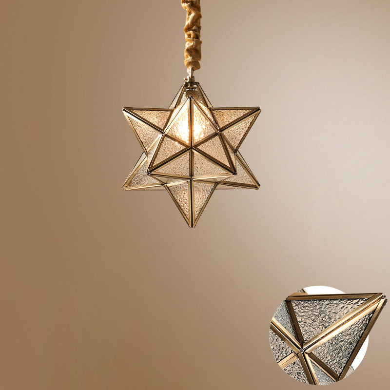 Contemporary Creative Star Copper Glass 1-Light Pendant Light For Bedroom