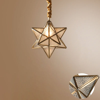 Contemporary Creative Star Copper Glass 1-Light Pendant Light For Bedroom