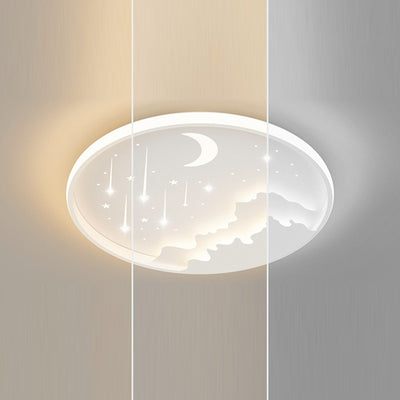 Modern Minimalist Moon Round Iron Acrylic LED Flush Mount Ceiling Light For Bedroom