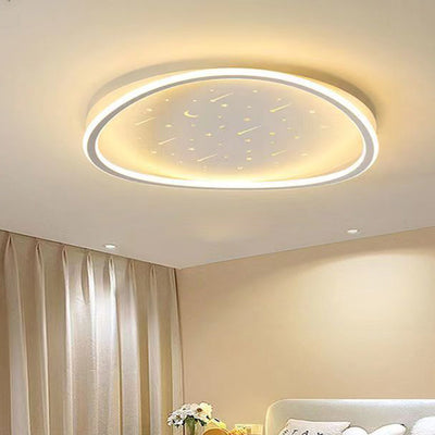 Modern Minimalist Moon Round Iron Acrylic LED Flush Mount Ceiling Light For Bedroom