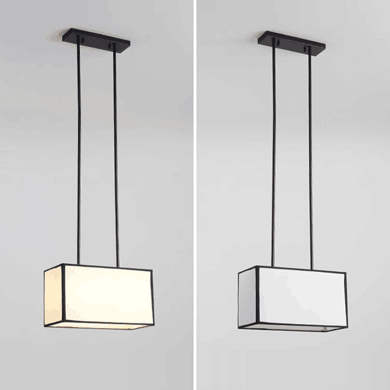 Modern Minimalist Rectangle Iron Fabric 1-Light Pendant Light For Bedroom