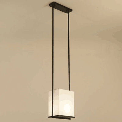 Modern Minimalist Rectangle Iron Fabric 1-Light Pendant Light For Bedroom