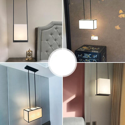 Modern Minimalist Rectangle Iron Fabric 1-Light Pendant Light For Bedroom