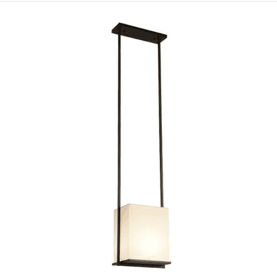 Modern Minimalist Rectangle Iron Fabric 1-Light Pendant Light For Bedroom