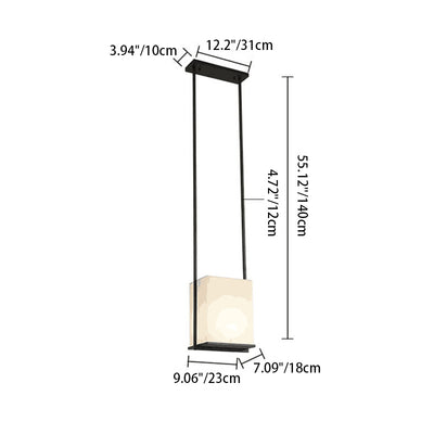 Modern Minimalist Rectangle Iron Fabric 1-Light Pendant Light For Bedroom