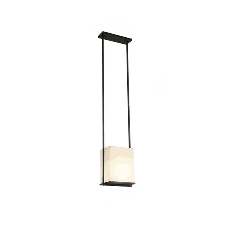 Modern Minimalist Rectangle Iron Fabric 1-Light Pendant Light For Bedroom