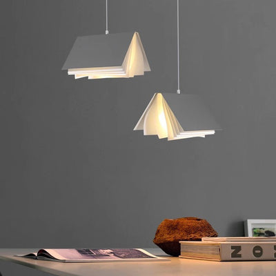 Contemporary Creative Book Rectangle Iron Fabric 1-Light Pendant Light For Bedroom