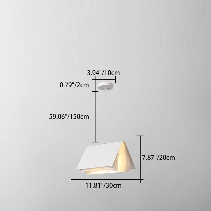 Contemporary Creative Book Rectangle Iron Fabric 1-Light Pendant Light For Bedroom