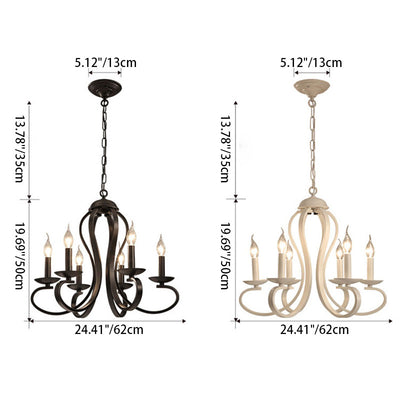 Modern Minimalist Petal Round Iron Glass 6-Light Chandelier For Living Room