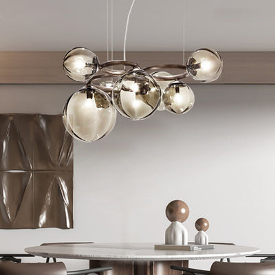 Contemporary Scandinavian Spherical Alloy Glass LED Pendant Light For Living Room