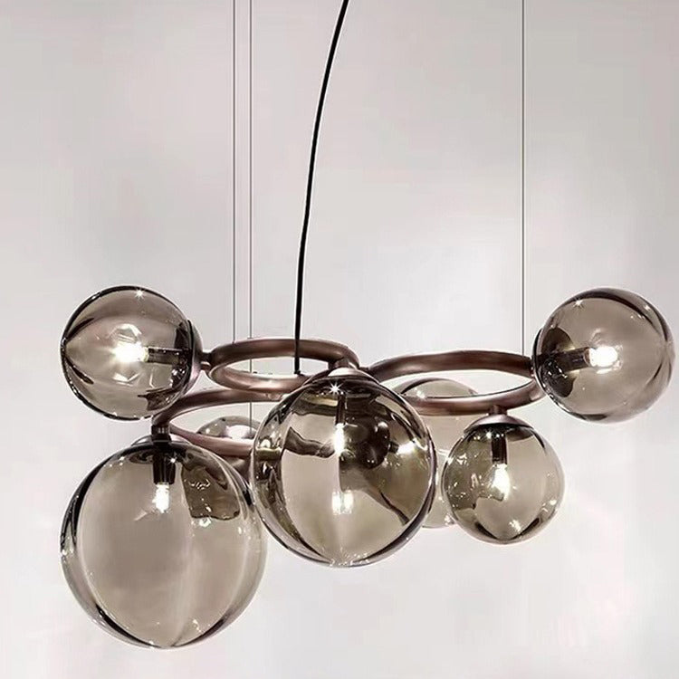 Contemporary Scandinavian Spherical Alloy Glass LED Pendant Light For Living Room